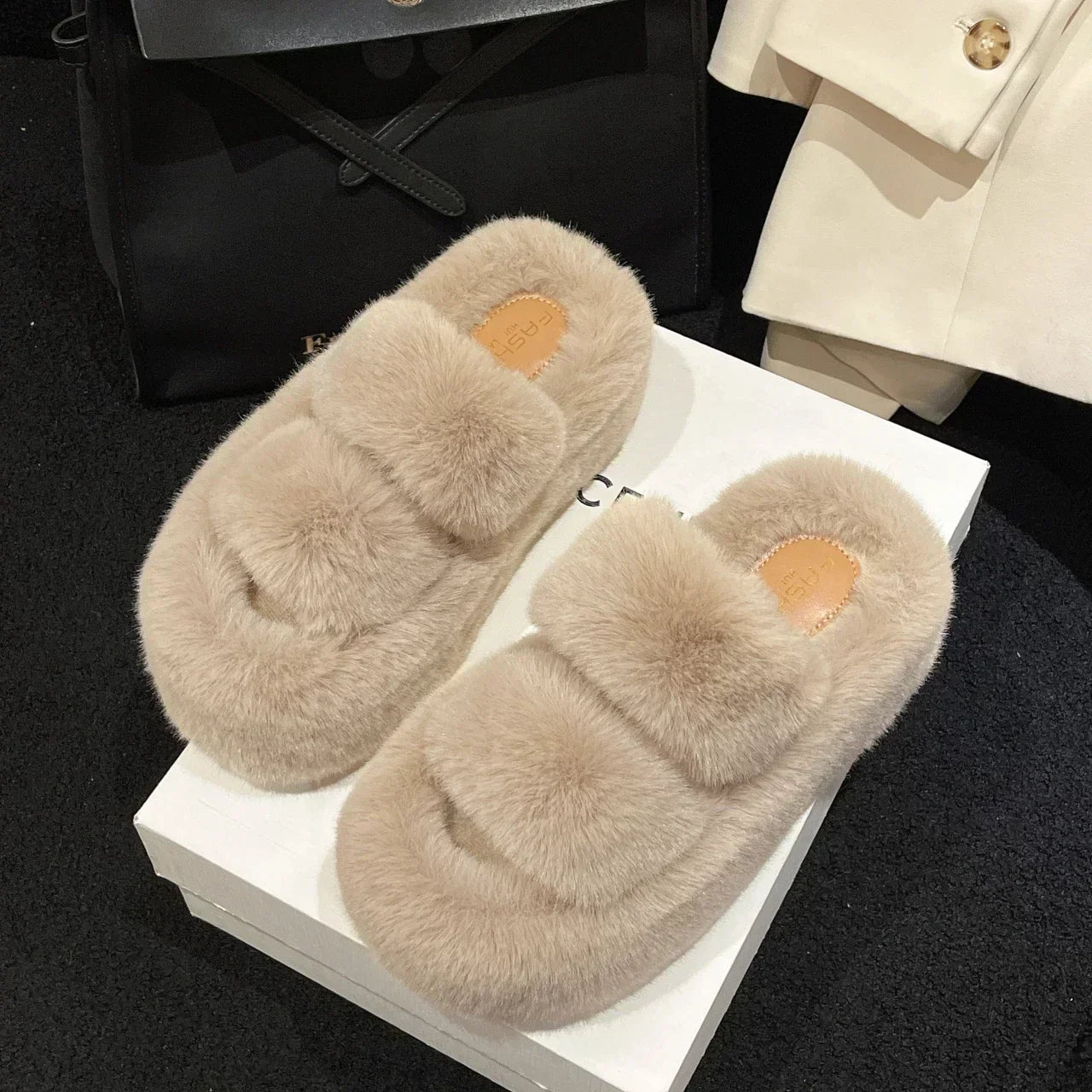 BowLift | FuzzyElegance - Soft Slippers for Women