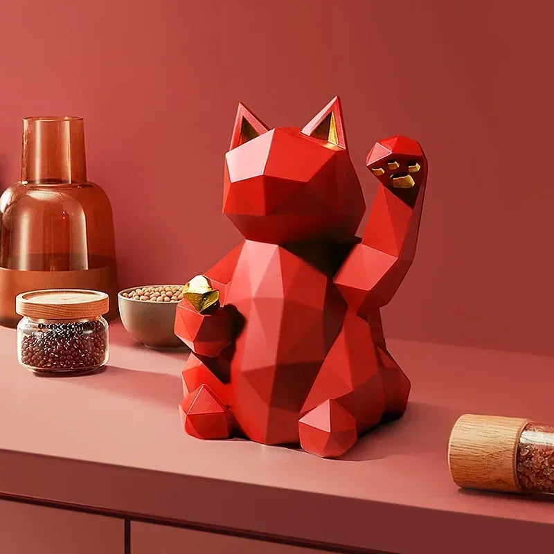 LZINA™ | Nordic Minimalism Geometry Lucky Cat Statues