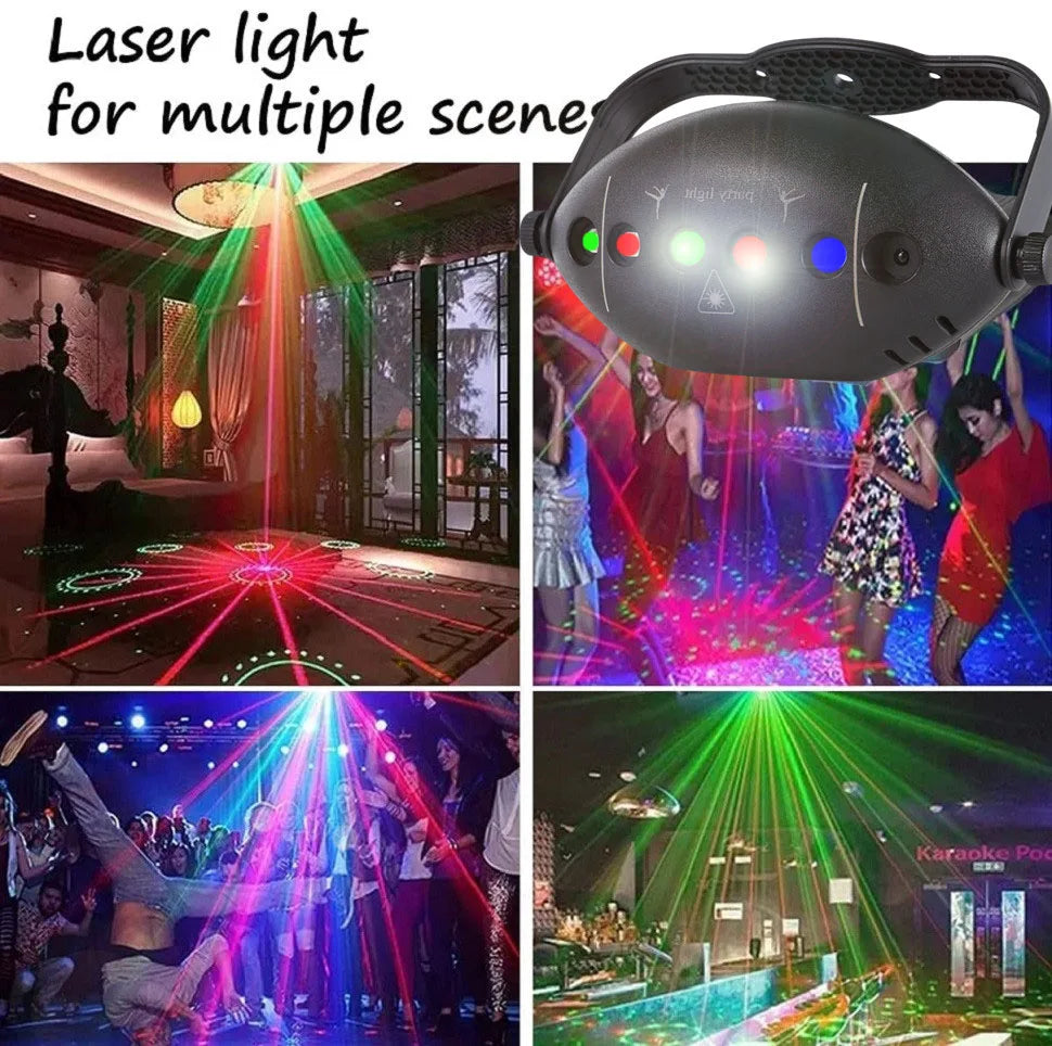 BowLift RGB Disco Lights – Stage DJ Laser Projector with Strobe for Club, Home & Holiday Party Decor