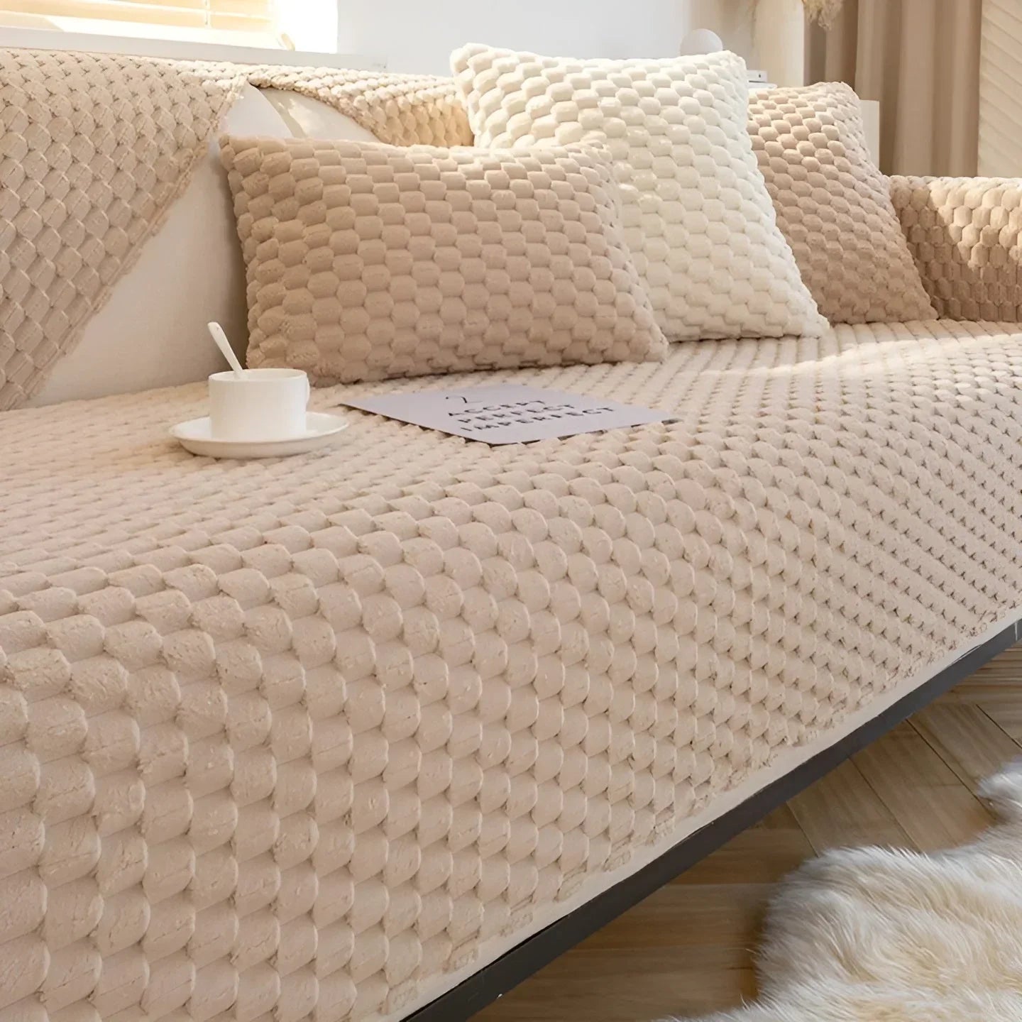 BowLift | Luxurious velvet sofa cover with textured pattern