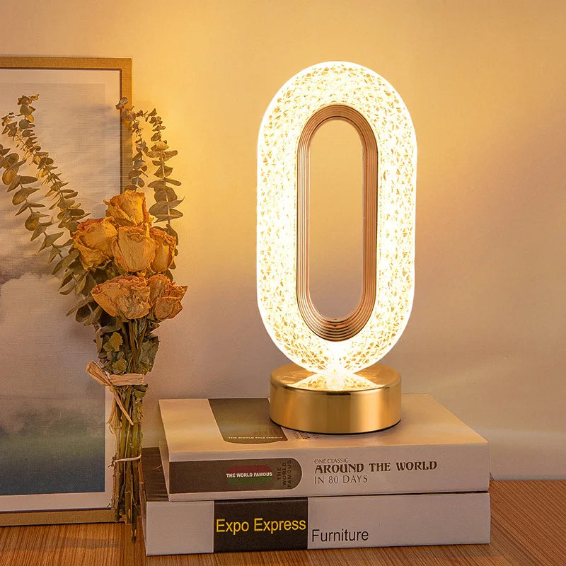 BowLift Crystal LED Table Lamp — Dimmable, USB Charging, and Convenient Touch & Remote Control