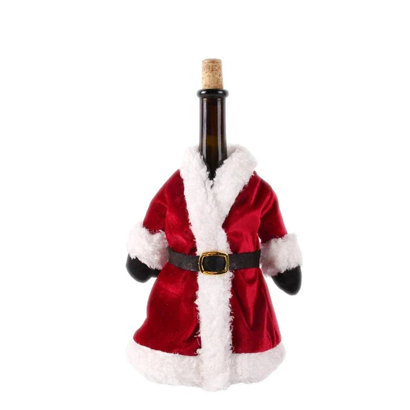 Christmas bottle cover with fur collar – festive cover for wine bottles, gnome decoration for Christmas, perfect as gift wrapping | Bowlift