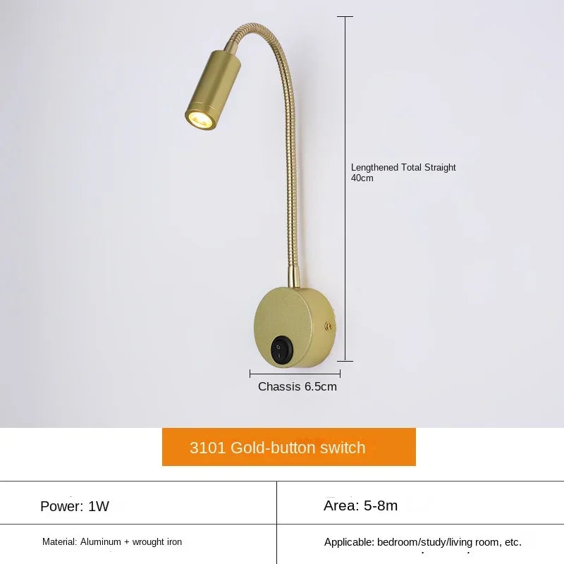 BowLift LED Wall Lamp: Modern, Flexible Lighting Ideal for Reading in Bed