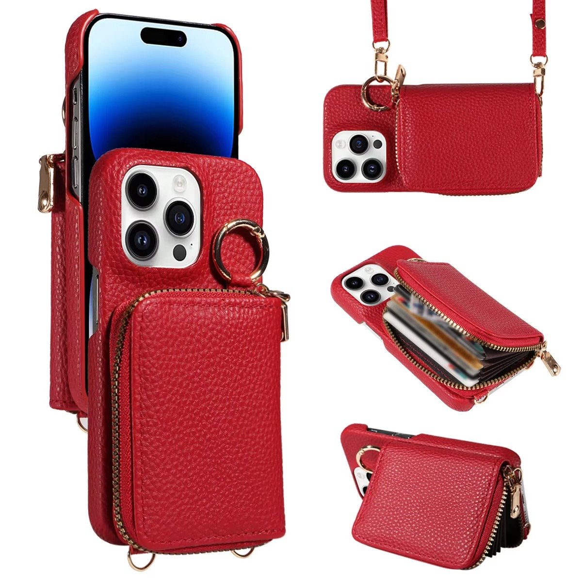 LZINA™ | Premium Leather Multi-Function iPhone Case with Anti-Degaussing Protection
