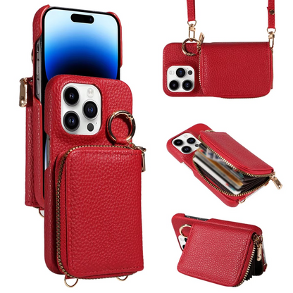 LZINA™ | Premium Leather Multi-Function iPhone Case with Anti-Degaussing Protection