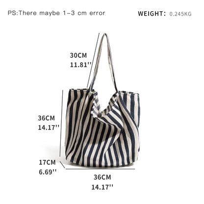 LZINA™ | Striped linen tote bag