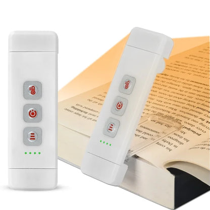 BowLift Clip-On USB Rechargeable Book Light with Timer — Portable LED Bookmark Light for Bedside & Desk
