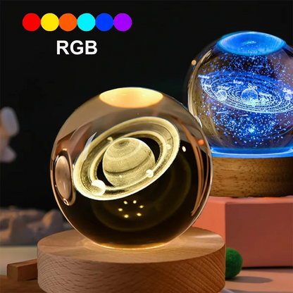LZINA™ | 2.36 in RGB Crystal Ball Night Light with Milky Way and Moon - Cosmos-Inspired Bedside Decoration