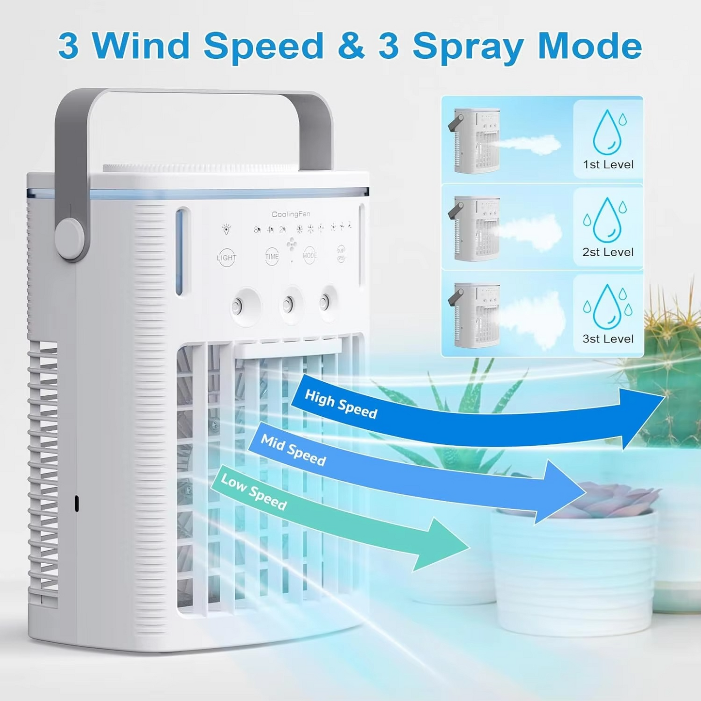 LZINA™ | Compact 3-Speed Air Cooler with Remote, Timer, Night Light, and Mist Modes