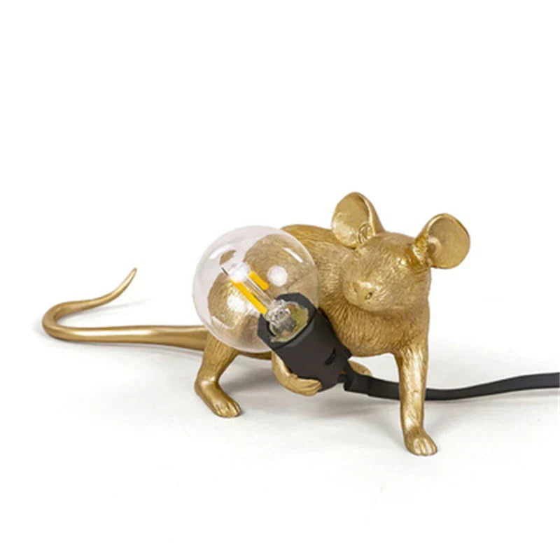 BowLift Modern LED Animal Table Lamps - Resin Rat, Cat, and Squirrel Night Lights