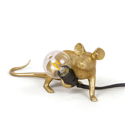 BowLift Modern LED Animal Table Lamps - Resin Rat, Cat, and Squirrel Night Lights