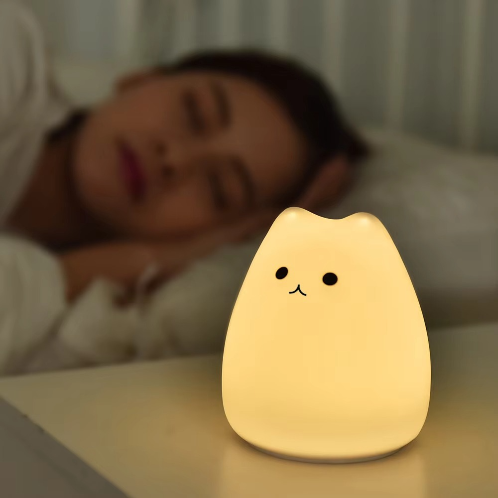 LZINA™ | Charming Cat Silicone Night Light with 7-Color Touch Sensor