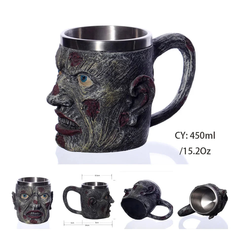 LZINA™ | Medieval Dragon Resin Stainless Steel Mug as Coffee Mug or Tea Mug