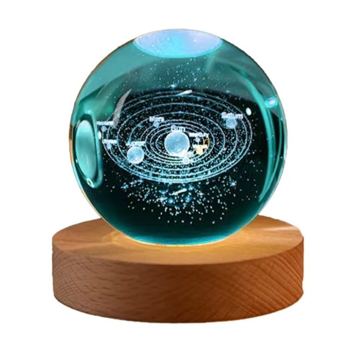 LZINA™ | 2.36 in RGB Crystal Ball Night Light with Milky Way and Moon - Cosmos-Inspired Bedside Decoration