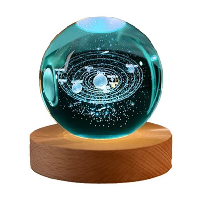 LZINA™ | 2.36 in RGB Crystal Ball Night Light with Milky Way and Moon - Cosmos-Inspired Bedside Decoration