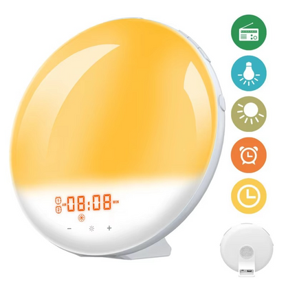 LZINA™ | Wake Up Light Alarm Clock with Sunrise Simulation, Sunset Mode, Night Light and FM Radio