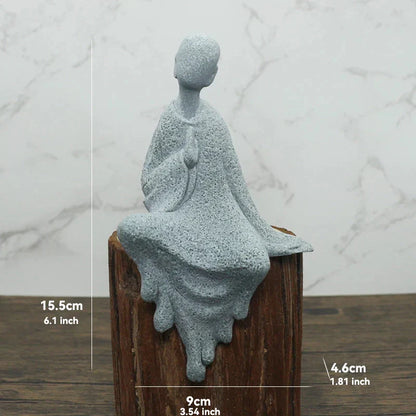 LZINA™ | Buddha Stone Statue Small Buddhist Monks Tibetan Buddhism Figures Zen Garden Ornament Meditation Home Aquarium Decoration
