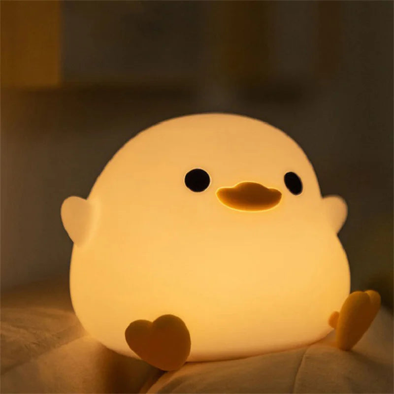 LZINA™ | Duck Night Light | Soft LED Bedside Lamp | Child-Safe Silicone | Touch Control & Portable Design