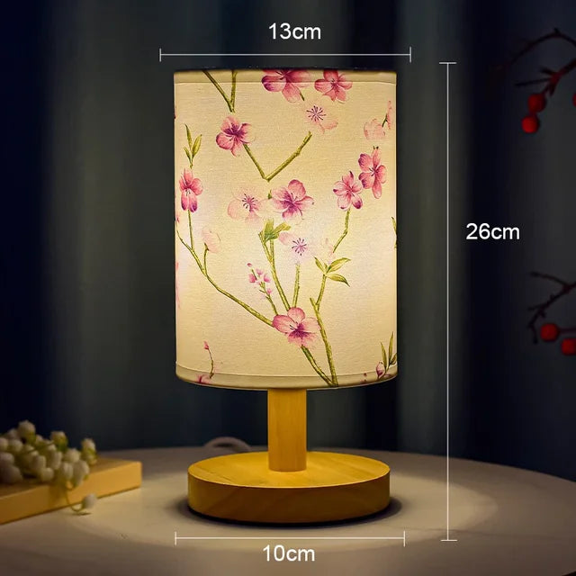 BowLift Dimmable LED Bedside Lamp with Plum Blossom Fabric Shade – Elegant Nightstand Light for Your Bedroom