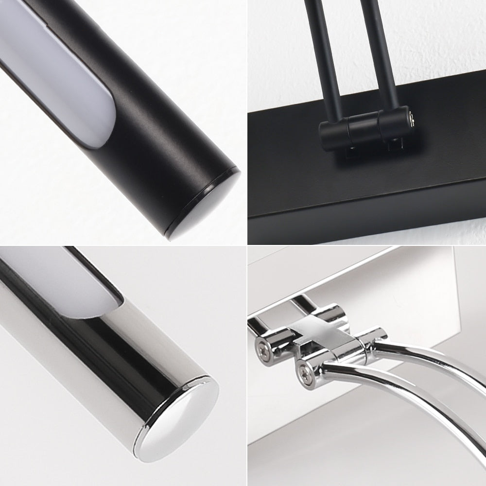 BowLift 80-100 cm LED Wall Light – Sleek Black & Silver Internal Picture Light for Bathrooms