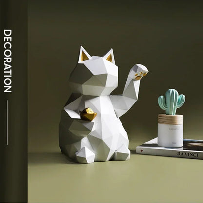 LZINA™ | Nordic Minimalism Geometry Lucky Cat Statues