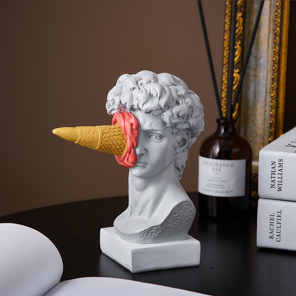 LZINA™ | David Figurine with Ice Cream Home Decoration Sculpture