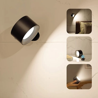 BowLift Spotlight Wireless Wall Lamp – 360° Rotation, Dimmable, Rechargeable Cordless Wall Light