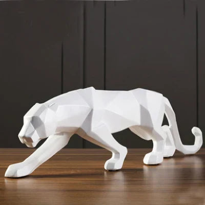 LZINA™ | Panther Statue, Animal Figure, Abstract Geometric Style, Resin, Leopard Sculpture, Home Office, Desktop Decoration, Crafts