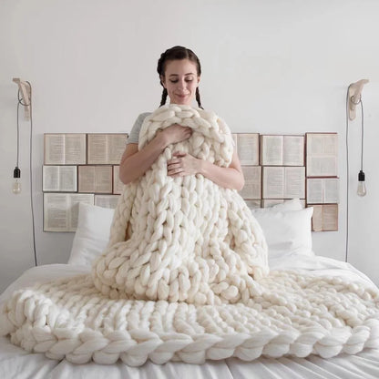 BowLift | Chunky Knit Blanket – Cozy Wool Blanket for Every Room – Soft & Warm – Perfect for Sofa and Bed
