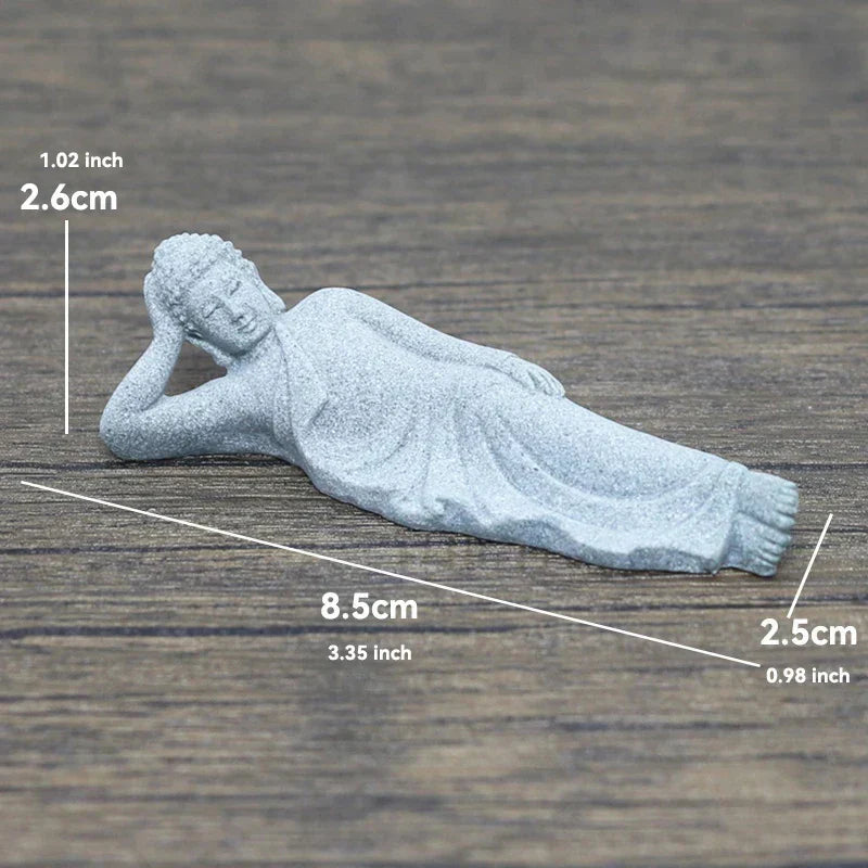 LZINA™ | Buddha Stone Statue Small Buddhist Monks Tibetan Buddhism Figures Zen Garden Ornament Meditation Home Aquarium Decoration