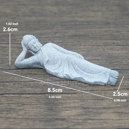 LZINA™ | Buddha Stone Statue Small Buddhist Monks Tibetan Buddhism Figures Zen Garden Ornament Meditation Home Aquarium Decoration