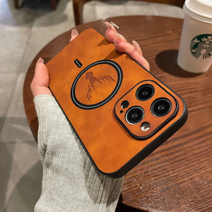 LZINA™ | Deer Leather iPhone Case MagSafe Wireless Charging