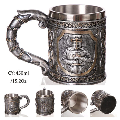 LZINA™ | Medieval Dragon Resin Stainless Steel Mug as Coffee Mug or Tea Mug