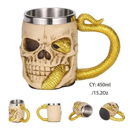 LZINA™ | Medieval Dragon Resin Stainless Steel Mug as Coffee Mug or Tea Mug