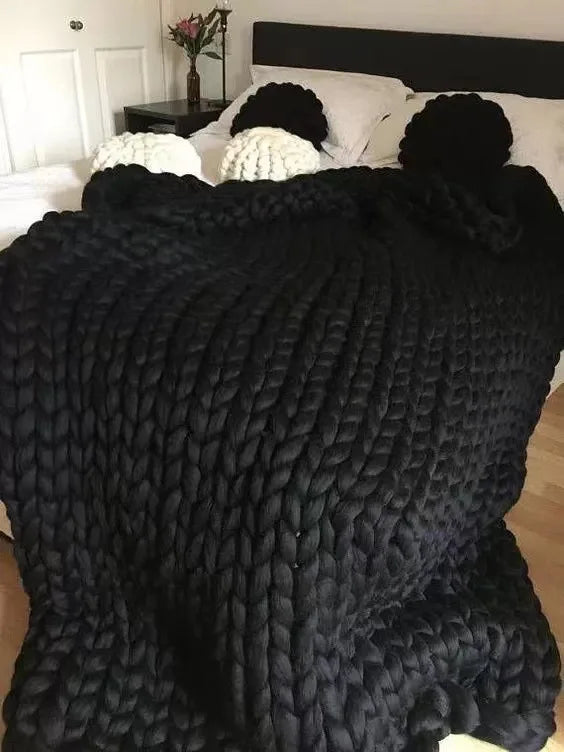 BowLift | Chunky Knit Blanket – Cozy Wool Blanket for Every Room – Soft & Warm – Perfect for Sofa and Bed