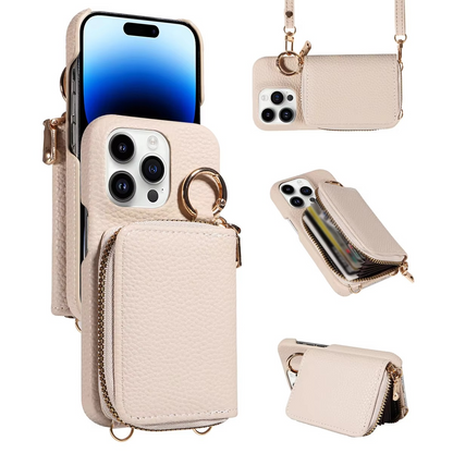 LZINA™ | Premium Leather Multi-Function iPhone Case with Anti-Degaussing Protection