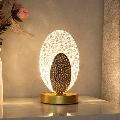 BowLift Crystal LED Table Lamp — Dimmable, USB Charging, and Convenient Touch & Remote Control