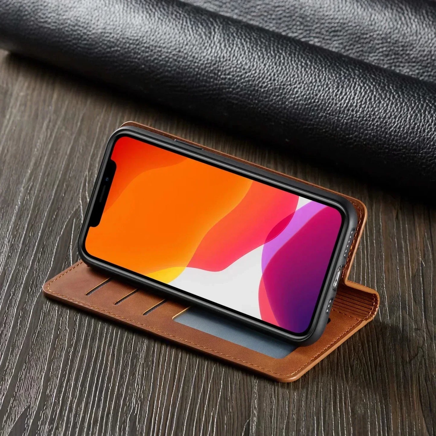 LZINA™ | iPhone Case: Magnetic Leather Bag for Stylish Protection