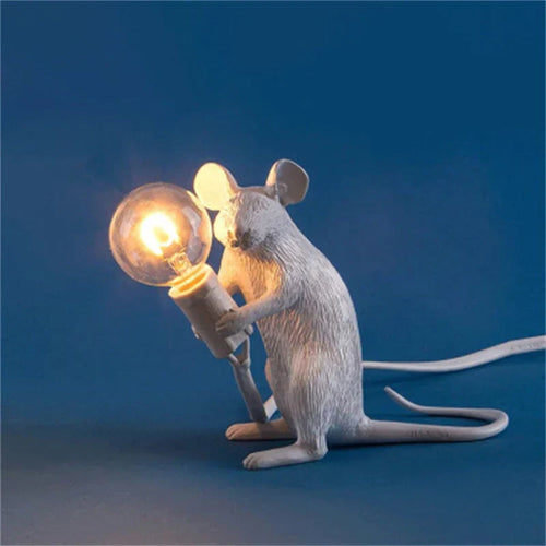 BowLift Modern LED Animal Table Lamps - Resin Rat, Cat, and Squirrel Night Lights