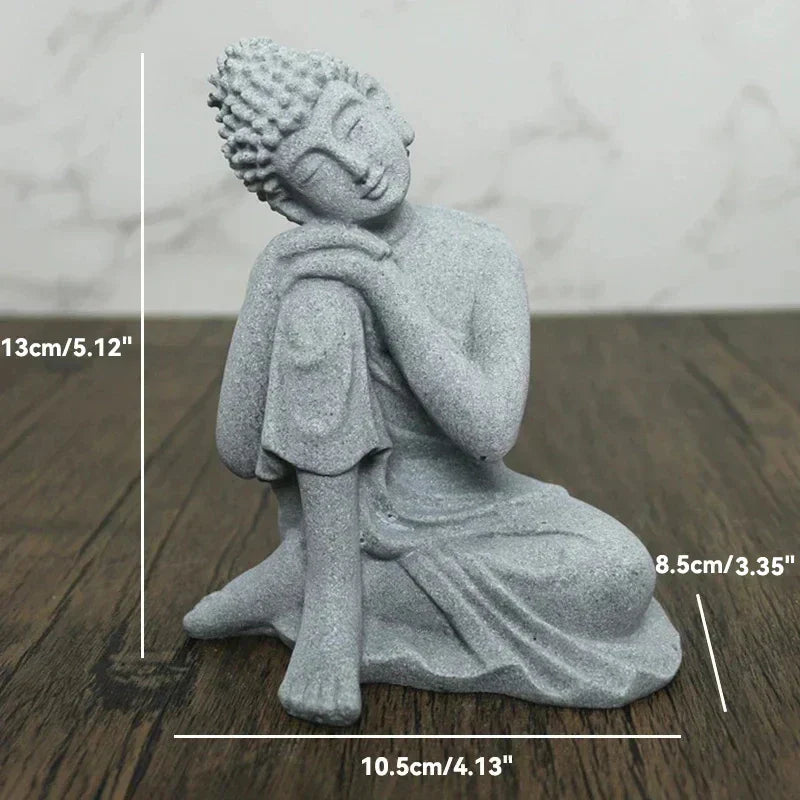 LZINA™ | Buddha Stone Statue Small Buddhist Monks Tibetan Buddhism Figures Zen Garden Ornament Meditation Home Aquarium Decoration