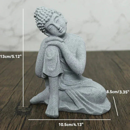LZINA™ | Buddha Stone Statue Small Buddhist Monks Tibetan Buddhism Figures Zen Garden Ornament Meditation Home Aquarium Decoration