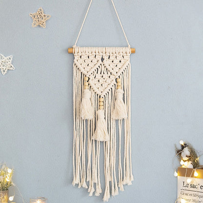 LZINA™ | Bohemian Wall Tapestry, Macrame Wall Hanging, Home Decoration, Cotton Linen Tassel, Handcrafted, Woven, Geometric Canvas Art, Background Wall Tapestries