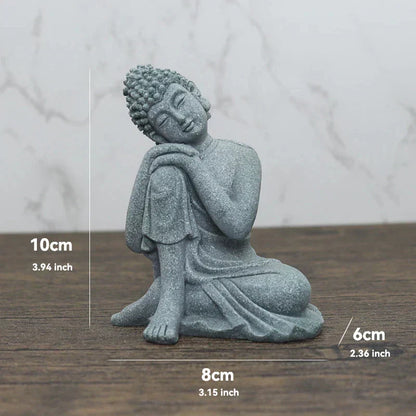 LZINA™ | Buddha Stone Statue Small Buddhist Monks Tibetan Buddhism Figures Zen Garden Ornament Meditation Home Aquarium Decoration