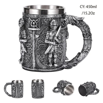 LZINA™ | Medieval Dragon Resin Stainless Steel Mug as Coffee Mug or Tea Mug