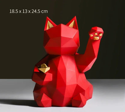 LZINA™ | Nordic Minimalism Geometry Lucky Cat Statues