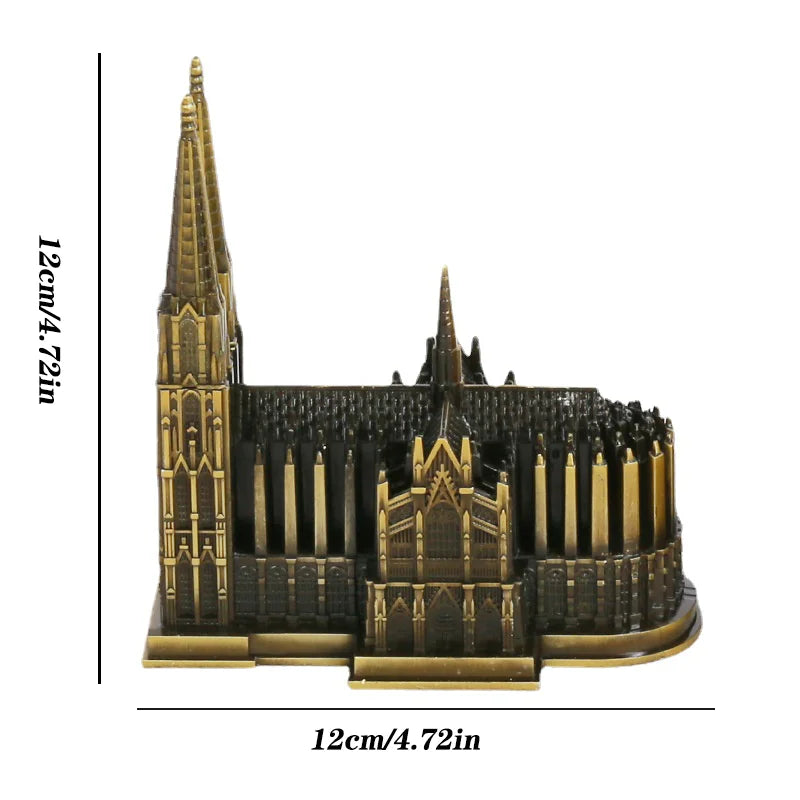 LZINA™ | Cologne Cathedral Model Metal Antique Bronze Germany Cologne Cathedral Building Figurine World Famous Landmark Architecture Decoration