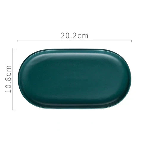 BowLift | Nordic Ins Ceramic Marble Oval Tray Jewelry Storage Tray Accessories Soap Holder Golden Wave Bathroom Cup Bath Decoration