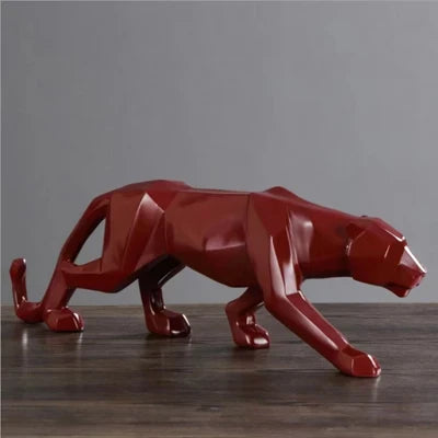 LZINA™ | Panther Statue, Animal Figure, Abstract Geometric Style, Resin, Leopard Sculpture, Home Office, Desktop Decoration, Crafts