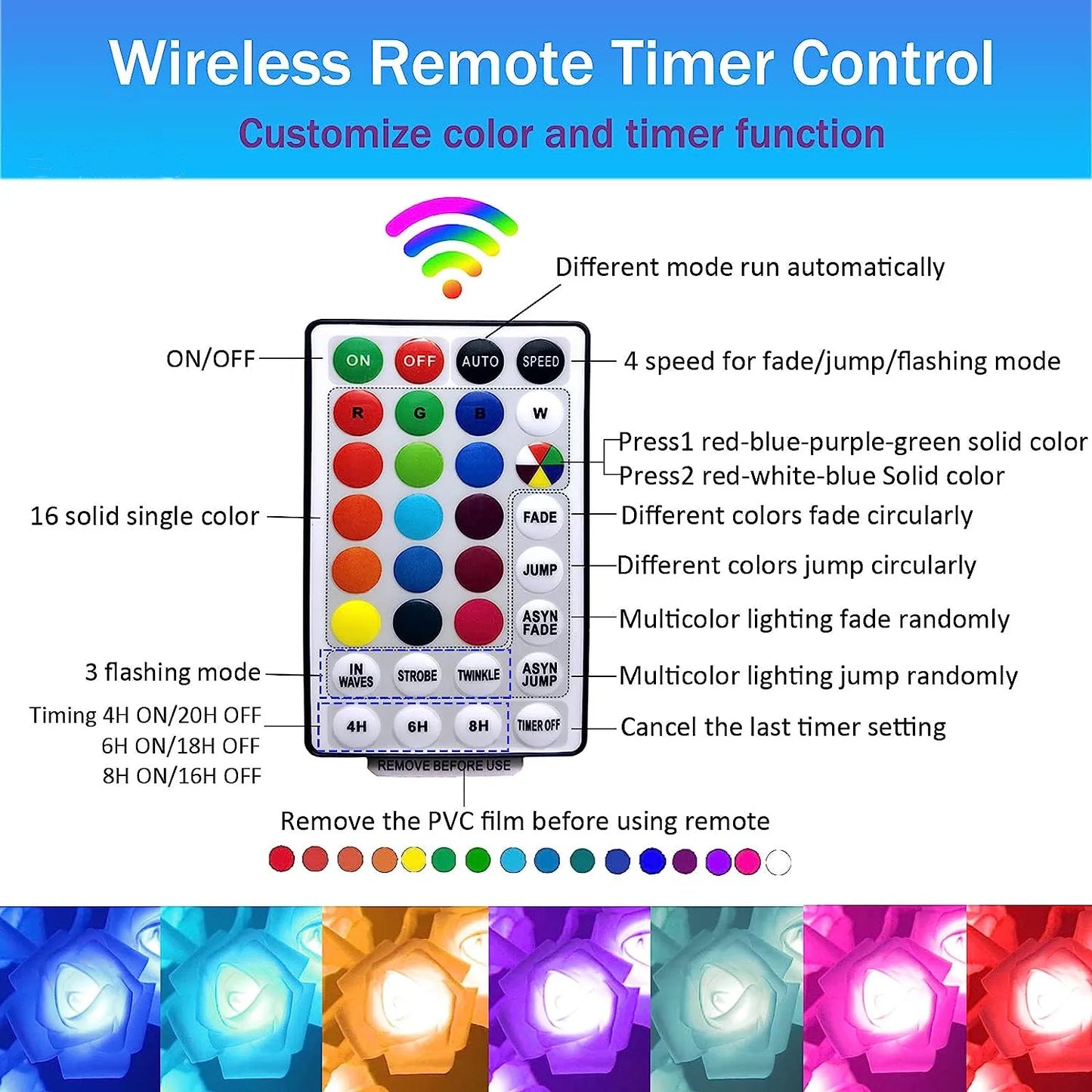 LZINA™ | RGB Rose Flower Tree Lights 24LED USB Battery Table Lamp Fairy Night Light Home Party Christmas Wedding Bedroom Decoration Gift