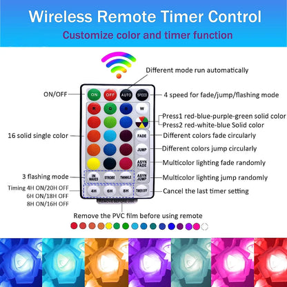 LZINA™ | RGB Rose Flower Tree Lights 24LED USB Battery Table Lamp Fairy Night Light Home Party Christmas Wedding Bedroom Decoration Gift